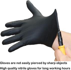 img 2 attached to 🧤 HEHULNEY Heavy Duty Nitrile Gloves: Large Size, Textured Mechanics, Disposable Black Rubber, Industrial Grade, 8 mil Finger Thickness, 6 mil Palm Thickness