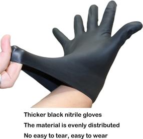 img 3 attached to 🧤 HEHULNEY Heavy Duty Nitrile Gloves: Large Size, Textured Mechanics, Disposable Black Rubber, Industrial Grade, 8 mil Finger Thickness, 6 mil Palm Thickness