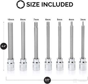 img 3 attached to 🔧 Renekton 3/8” Drive Extra Long Allen Hex Bit Socket Set: Precise Metric Sizes, Robust S2 and Cr-V Steel, 7-Piece Kit