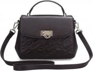 stylish and chic: brown leather satchel with uscarmen logo and top handle for women - 1611 collection logo