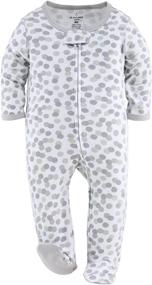 img 1 attached to 🐘 Grey Elephant & Dots Footed Baby Sleepers for Boys or Girls - 3 Pack Set by The Peanutshell