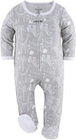 img 2 attached to 🐘 Grey Elephant & Dots Footed Baby Sleepers for Boys or Girls - 3 Pack Set by The Peanutshell