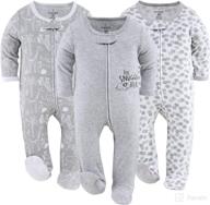 🐘 grey elephant & dots footed baby sleepers for boys or girls - 3 pack set by the peanutshell logo