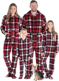 img 4 attached to Уютно и стильно: Рождественские пижамы на всех с чехлом и капюшоном из флиса от SleepytimePJs