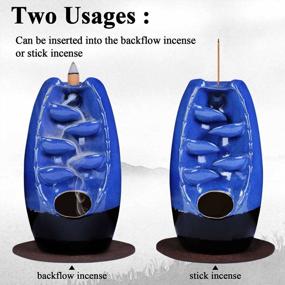 img 2 attached to SPACEKEEPER Ceramic Backflow Incense Holder Incense Burner Waterfall, Aromatherapy Ornament Home Decor With 120 Backflow Incense Cones + 30 Incense Stick, Navy