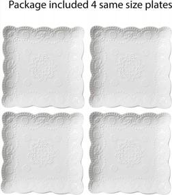 img 1 attached to Jusalpha Square Embossed Lace Ceramic Plate-Dinner Plate-Tableware Set- Dish Set-4 Pieces (8 Inches, White) PL15- Square