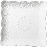jusalpha square embossed lace ceramic plate-dinner plate-tableware set- dish set-4 pieces (8 inches, white) pl15- square logo