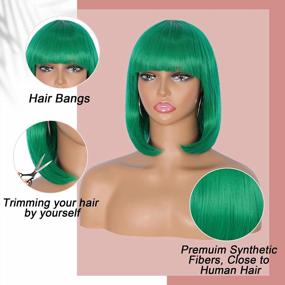 img 1 attached to 💚 Kalyss Dark Green Bob Wig for Women - Perfect for Cosplay & Parties!