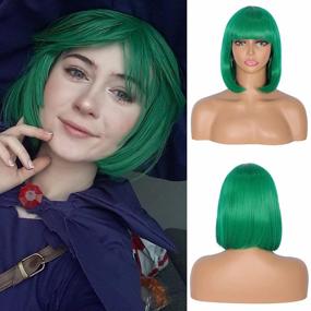 img 3 attached to 💚 Kalyss Dark Green Bob Wig for Women - Perfect for Cosplay & Parties!