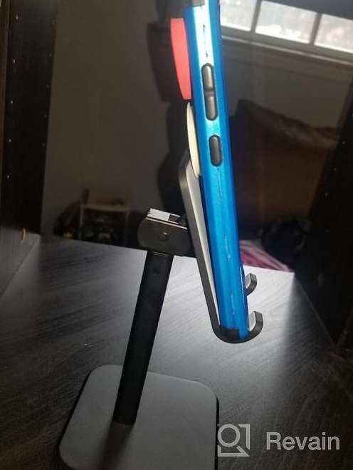 img 1 attached to Compatible Cell Phone Stand Holder For Desk - Fits All Smart Phones | Apiker, Black review by James Cross