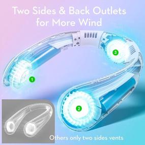 img 3 attached to Portable Neck Fan - Hands Free Bladeless, 4000MAh Battery Operated Wearable Personal Cooling With 3 Speeds & Turbo Motors, USB Powered Hanging Fans (White)