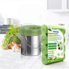 img 3 attached to Green Compostable Garbage Bags - 80 Count, 1.2 Gallon, Eco-Friendly Wastebasket Bin Liners For Kitchen, Office & Bathroom