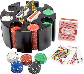 img 3 attached to Brybelly 200 Ct Suited Poker Set - 11.5G Clay Composite Chips With Wooden Carousel For Casino Games