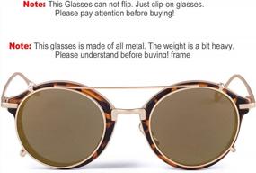 img 3 attached to Солнцезащитные очки с клипсой в стиле стимпанк с двойными линзами, откидывающейся функцией и круглыми пурпурно-красными очками для мужчин и женщин от Dollger