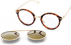 img 2 attached to Солнцезащитные очки с клипсой в стиле стимпанк с двойными линзами, откидывающейся функцией и круглыми пурпурно-красными очками для мужчин и женщин от Dollger
