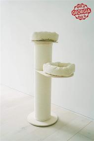 img 2 attached to 🐱 54-inch Jumbo Natural Luxury Oversized Cat Tree Post - Extra Thick Scratching Column with Two Large Snuggle Beds. Natural Birch Wood and Sisal Matting - Handcrafted in Georgia