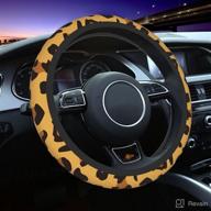 leopard print steering wheel cover 15 inch universal anti-slip women girls car suv trucks logo