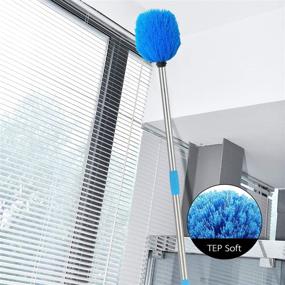 img 1 attached to 🕸️ High Reach Cobweb Duster - Adjustable Stainless Steel Pole with Medium-Stiff Bristles for Effective Indoor and Outdoor Ceiling Cleaning (6FT)