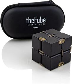 img 4 attached to PILPOC Aluminum Infinity Cube Fidget Desk Toy - Premium Quality Relieving Stress And Anxiety For ADD, ADHD, OCD - TheFube Infinity Cube With Exclusive Case (Black)