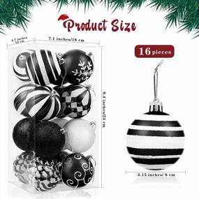 img 3 attached to Black And White Shatterproof Plastic Christmas Ball Ornaments - 16 Pieces 3.15 Inch Decorative Baubles For Tree Decorations