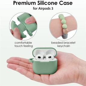 img 2 attached to Protective AirPods 3 Case (2021) With Bracelet Keychain - Filoto Silicone Cover In Cactus Green For Apple Air Pod 3 Wireless Charging Case - Cute And Durable Cover For Women And Girls