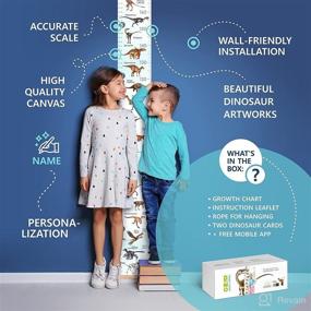 img 2 attached to 🦕 LIFELIKO Customizable Dinosaur Growth Chart - Wall Mounted Ruler for Boys, Kids' Room Décor (Blue)