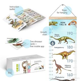 img 1 attached to 🦕 LIFELIKO Customizable Dinosaur Growth Chart - Wall Mounted Ruler for Boys, Kids' Room Décor (Blue)