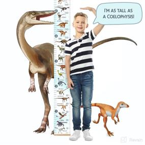 img 3 attached to 🦕 LIFELIKO Customizable Dinosaur Growth Chart - Wall Mounted Ruler for Boys, Kids' Room Décor (Blue)