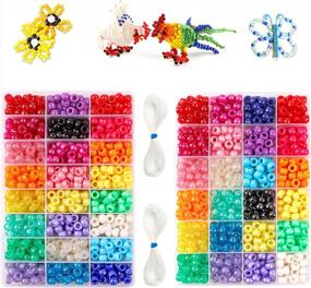img 4 attached to INSCRAFT 1900-Piece Set Of 9Mm Pony Beads In 24 Colors With Elastic String For Bracelet Making And Jewelry Crafting