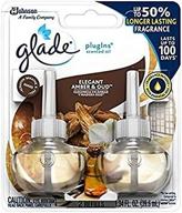 🌹 glade elegant amber & oud plugins scented oil air freshener refills - luxurious fragrance with 2 refills - 1.34 fl oz each logo