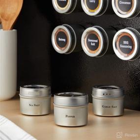 img 2 attached to 🧲 Organize and Spice Up Your Kitchen with a Set of 12 Magnetic Spice Jar Containers featuring Window-Top Sift and Pour Lids, 269 Preprinted Seasoning Label Stickers in 2 Styles, perfect for 3 oz Herb Tins!