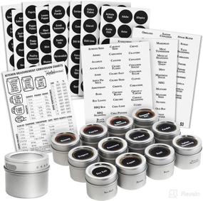 img 4 attached to 🧲 Organize and Spice Up Your Kitchen with a Set of 12 Magnetic Spice Jar Containers featuring Window-Top Sift and Pour Lids, 269 Preprinted Seasoning Label Stickers in 2 Styles, perfect for 3 oz Herb Tins!