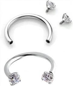 img 3 attached to Stainless Steel Multi-Functional Captive Ring With Clear Cubic Zirconia - Perfect For Nose, Daith, Lip, Eyebrow, Nipple, Ear Cartilage, Helix, And Septum Piercings (2-6Pcs, 16G)