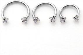 img 1 attached to Stainless Steel Multi-Functional Captive Ring With Clear Cubic Zirconia - Perfect For Nose, Daith, Lip, Eyebrow, Nipple, Ear Cartilage, Helix, And Septum Piercings (2-6Pcs, 16G)