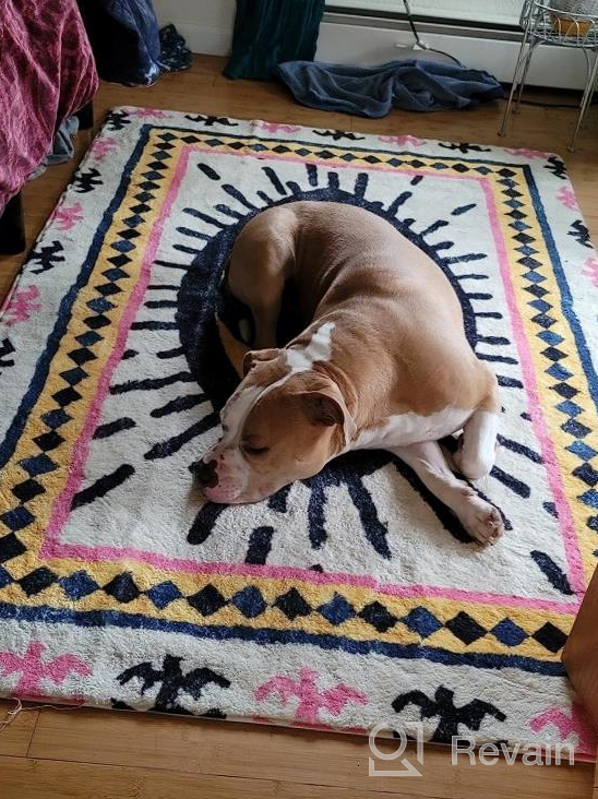 img 1 attached to Super Soft Velvet Blue Evil Eye Round Area Rug - Creative Tribal Style Non-Slip Floor Carpet For Bedroom, Living Room, Nursery Decor - 2Ft Vintage Throw Rug By HAOCOO review by Amanda Dolan