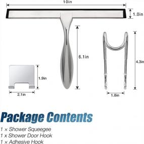 img 1 attached to Complete 10-Inch Shower Squeegee Set For Sparkling Glass, Mirror, And Window - Includes Shower Door Hook And Adhesive Hook By Simtive