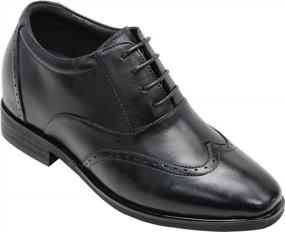 img 4 attached to Black Leather Brogue Wing-Tip Oxfords With Invisible Height Increasing Elevator Technology For Men - G51123 - Boost Your Height By 3.2 Inches
