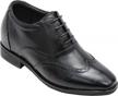 black leather brogue wing-tip oxfords with invisible height increasing elevator technology for men - g51123 - boost your height by 3.2 inches logo
