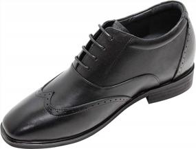 img 3 attached to Black Leather Brogue Wing-Tip Oxfords With Invisible Height Increasing Elevator Technology For Men - G51123 - Boost Your Height By 3.2 Inches