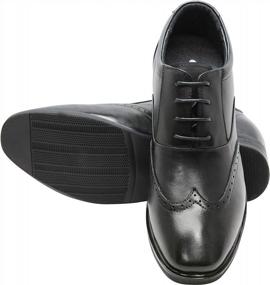 img 1 attached to Black Leather Brogue Wing-Tip Oxfords With Invisible Height Increasing Elevator Technology For Men - G51123 - Boost Your Height By 3.2 Inches