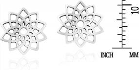 img 1 attached to Sterling Silver Lotus Blossom Mandala Flower Stud Earrings For Women - AeraVida'S Delicate And Stunning Fashion Jewelry