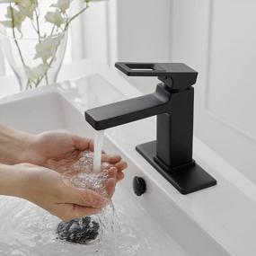 img 1 attached to Matte Black Brass Single Hole Single Handle Modern Bathroom Faucet With Pop Up Drain And Overflow For Commercial Vanity Basin - Deck Mount Supply Line