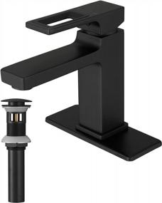 img 4 attached to Matte Black Brass Single Hole Single Handle Modern Bathroom Faucet With Pop Up Drain And Overflow For Commercial Vanity Basin - Deck Mount Supply Line