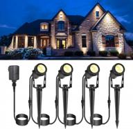 ecowho low voltage led outdoor landscape lighting, waterproof spotlights for yard, garden, pathway, and lawn decor - set of 4 warm white lights with plug-in connectors логотип
