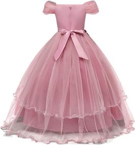 img 3 attached to 👗 NNJXD Embroidery Strapless Shoulder Princess Dresses for Girls' Clothing