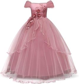 img 4 attached to 👗 NNJXD Embroidery Strapless Shoulder Princess Dresses for Girls' Clothing