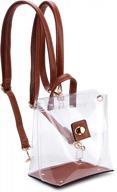 multifunctional stadium-approved clear backpack and cross body bag for women - hoxis (brown) logo