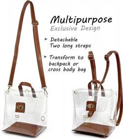 img 3 attached to Multifunctional Stadium-Approved Clear Backpack And Cross Body Bag For Women - HOXIS (Brown)