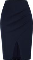belle poque women's elegant runched high waist stretchy short pencil bodycon skirt logo