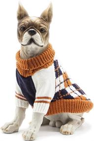 img 1 attached to 🧣 Stylish and Cozy BOBIBI Diamond Plaid Dog Sweater - Keep Your Pet Warm in Winter! (Orange, Medium)